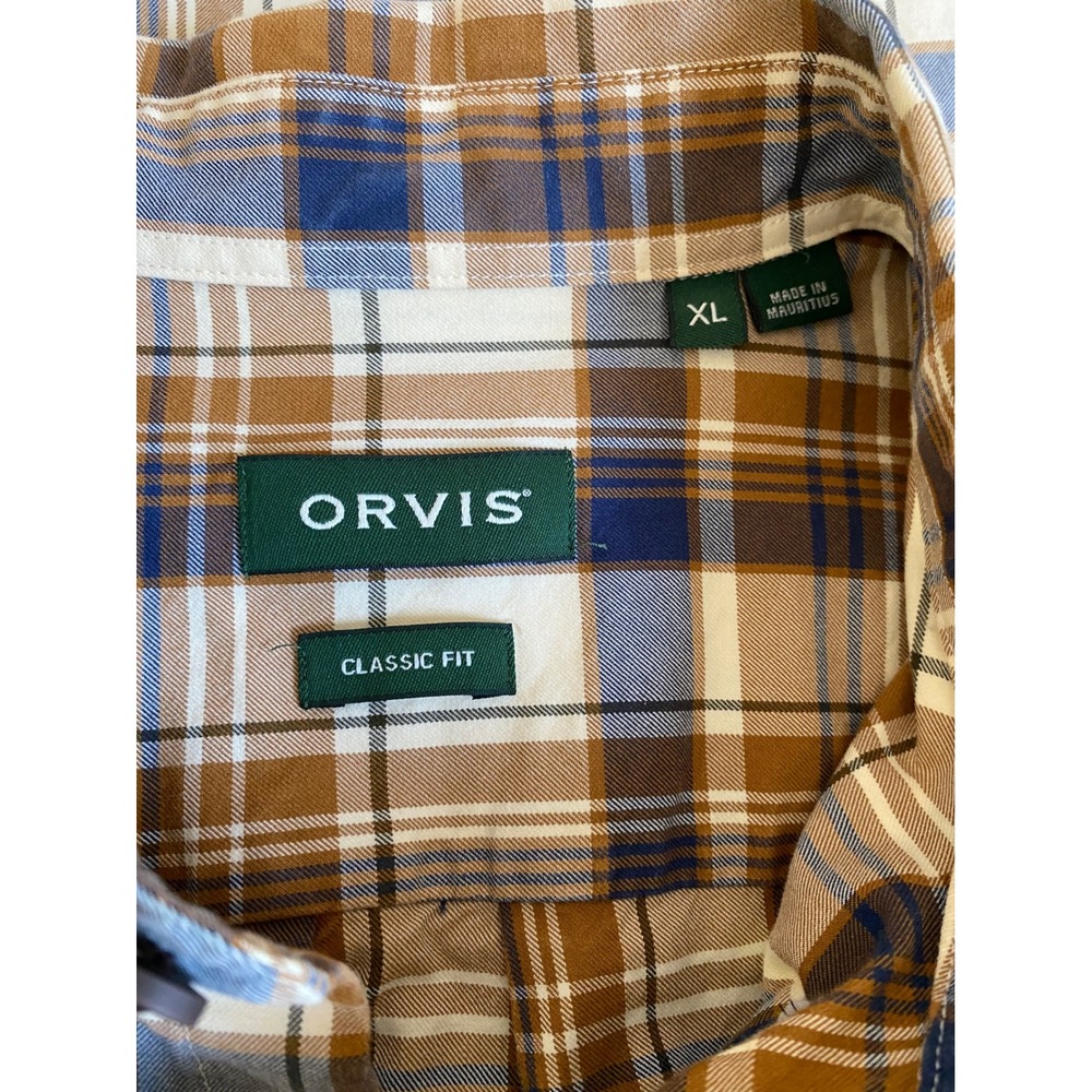 Orvis Signature Twill Button Up Mens Plaid Long Sleeve Classic Fit Shirt Size XL - Picture 3 of 5